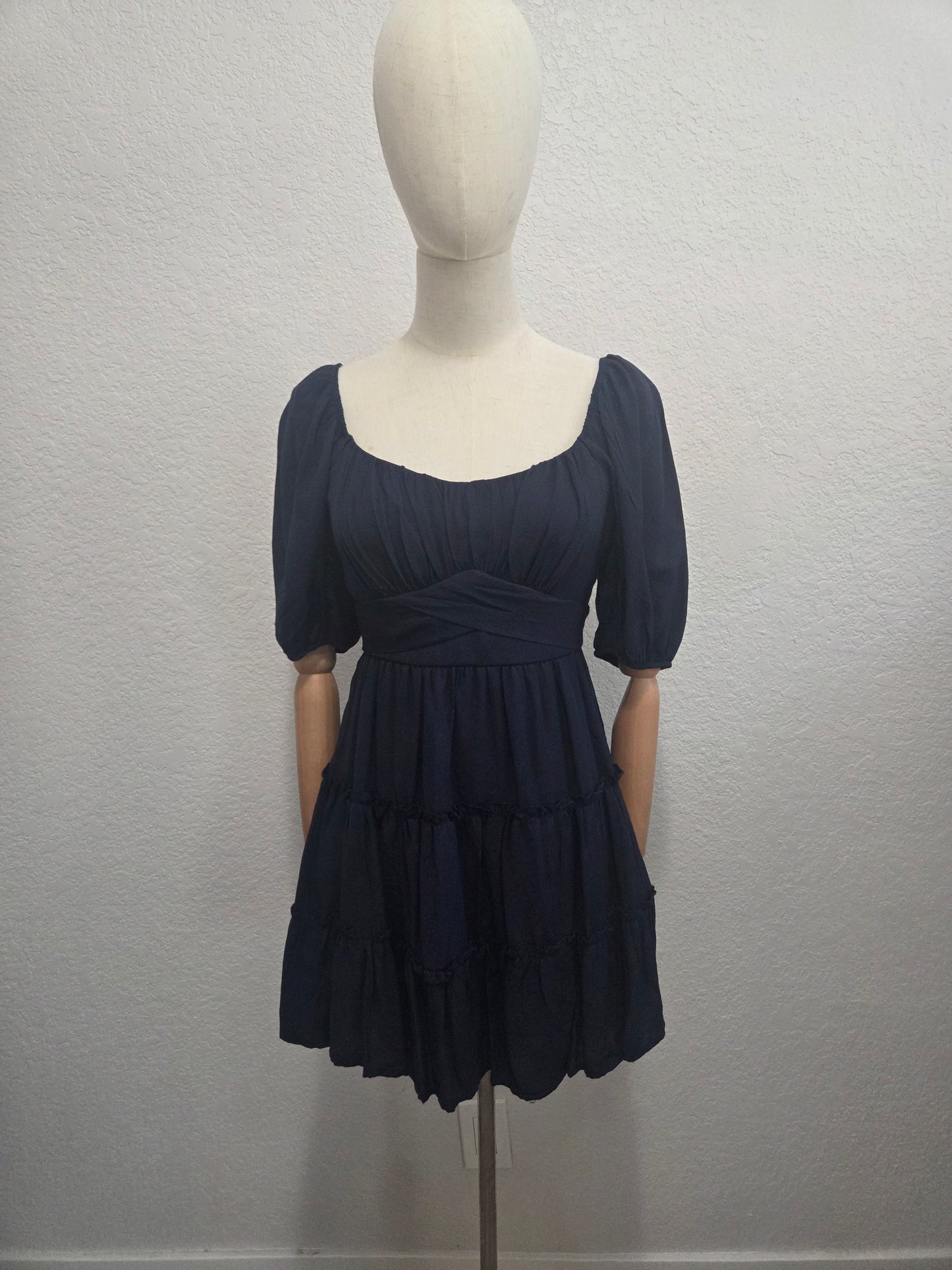Navy Tiered Mini Dress