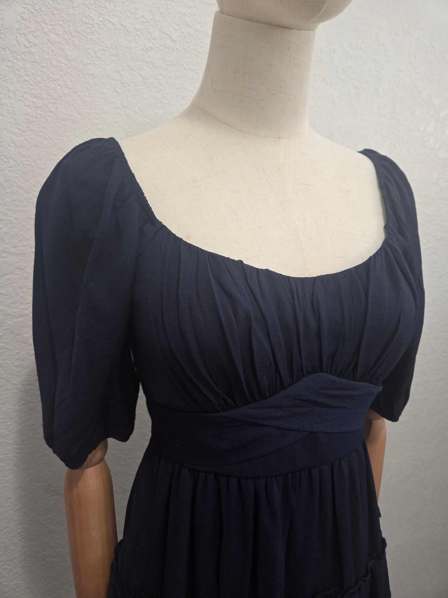 Navy Tiered Mini Dress