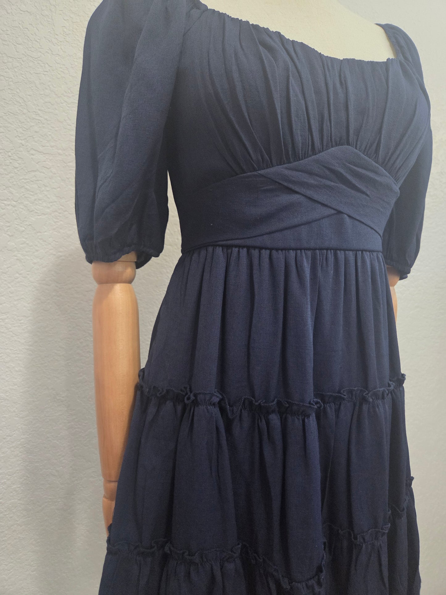 Navy Tiered Mini Dress