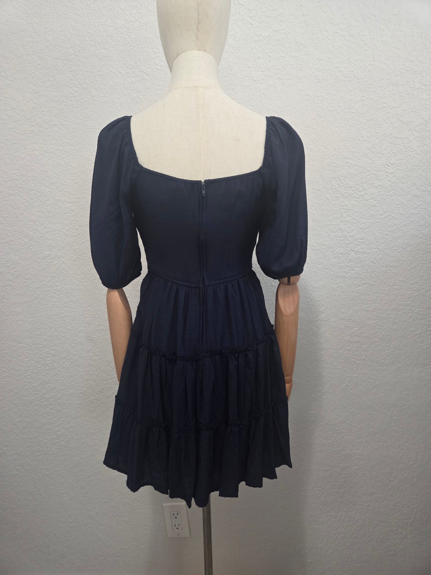 Navy Tiered Mini Dress