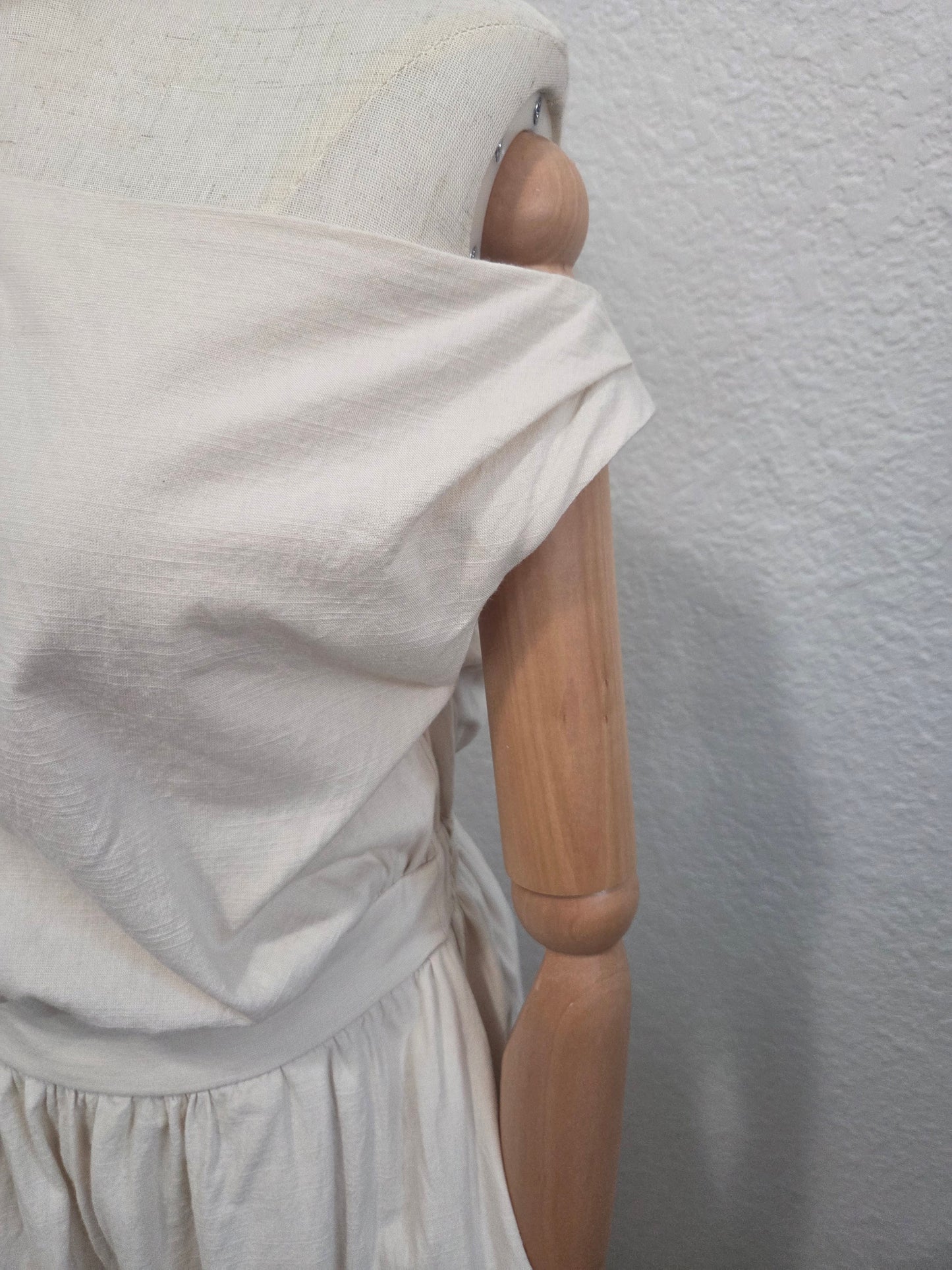 Cotton-Blend Asymmetrical Neck Midi Dress