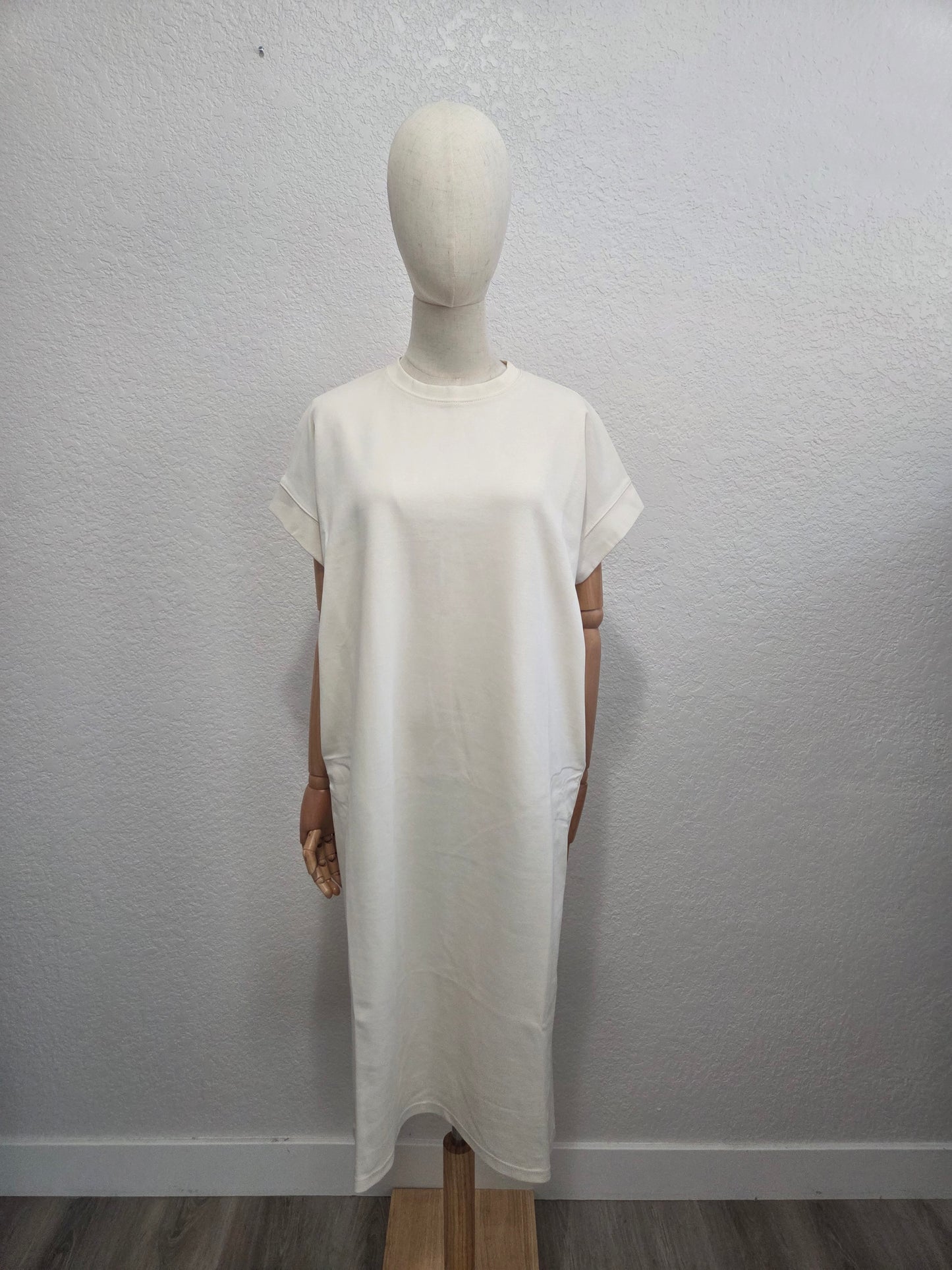 Cotton Blend Relaxed Midi Dress