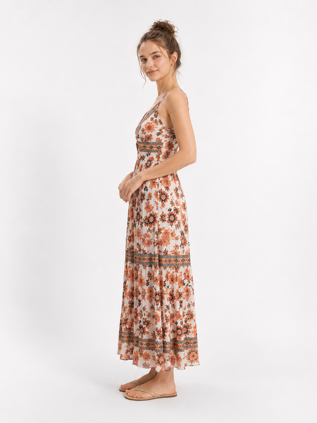 Boho Floral Twist Maxi Dress