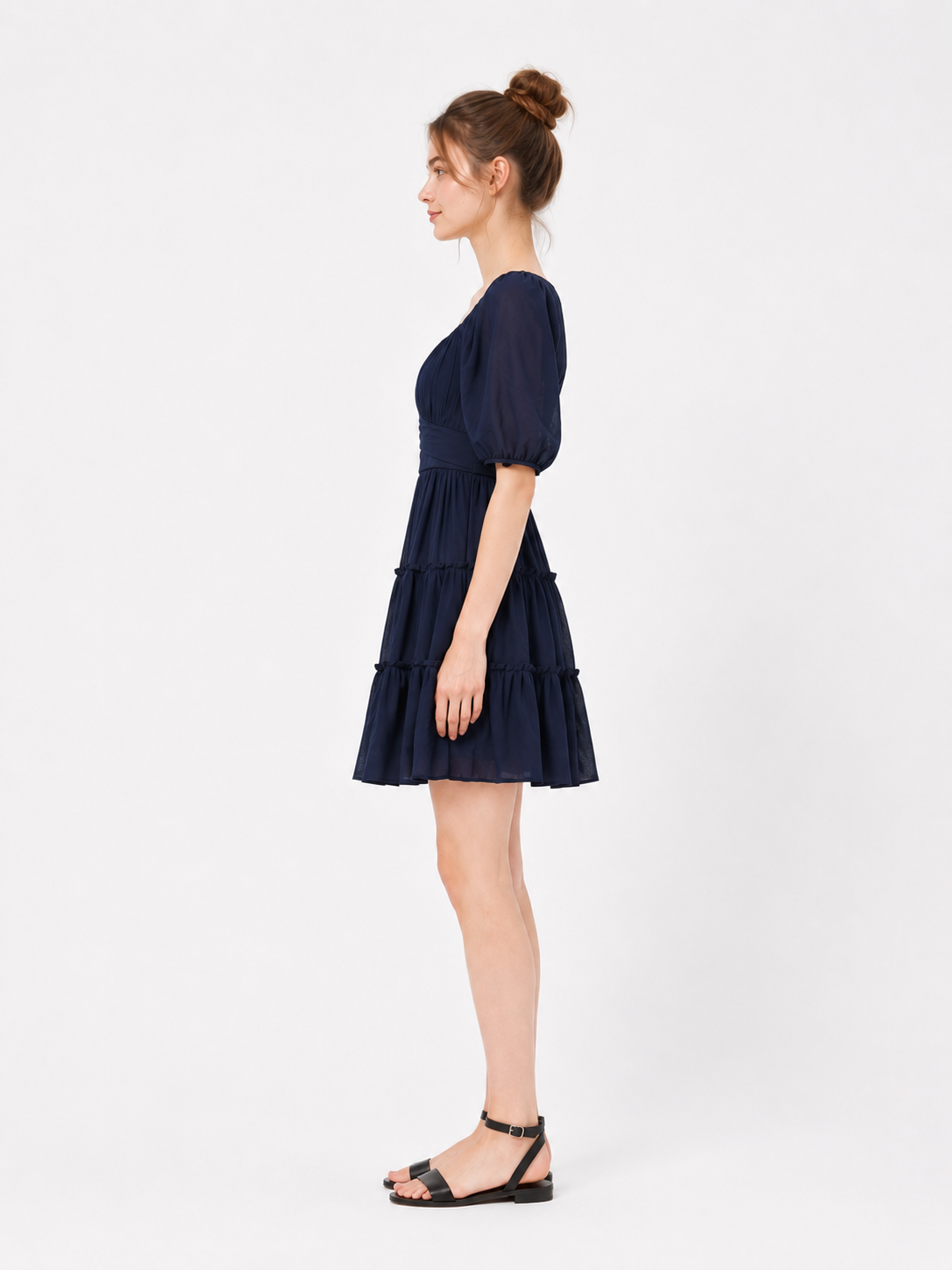 Navy Tiered Mini Dress