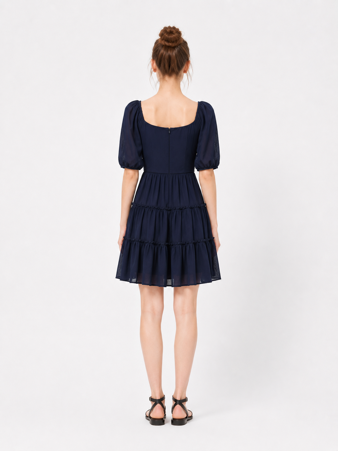 Navy Tiered Mini Dress